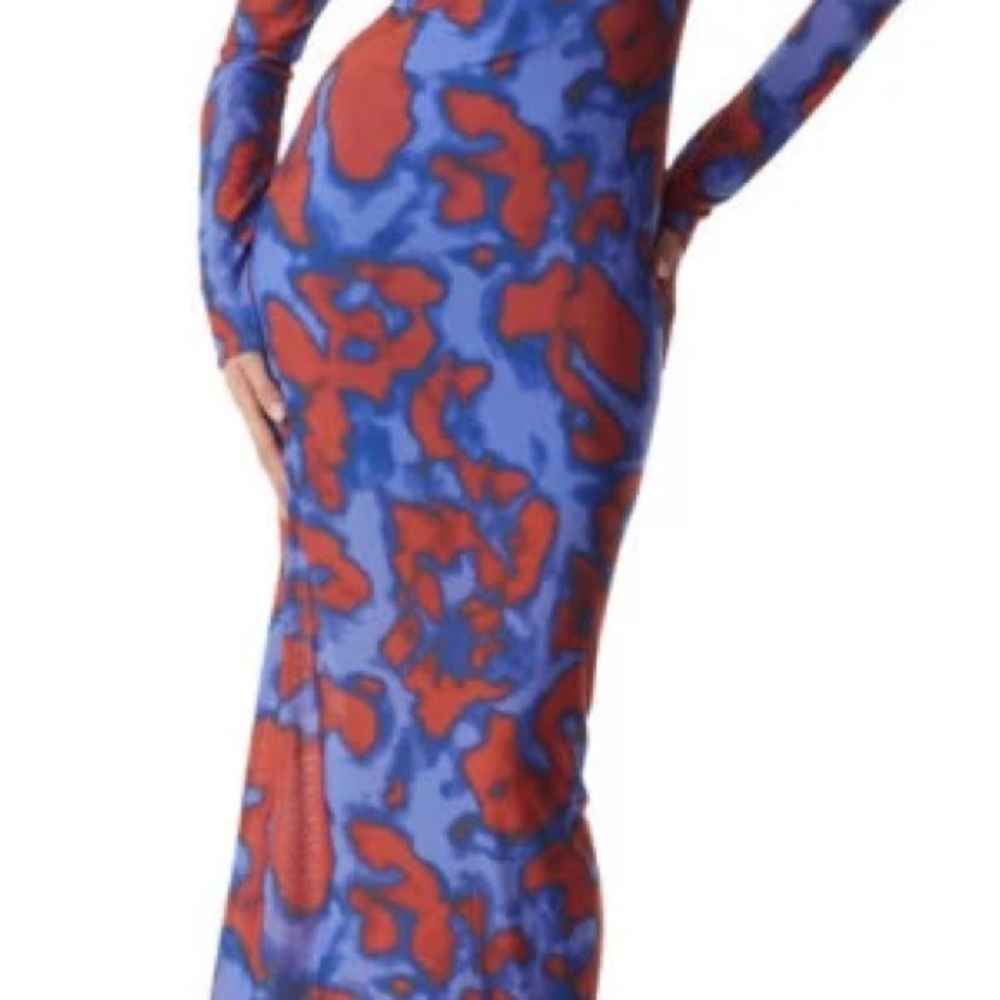 Stylish Blue and Red Patterned Dress